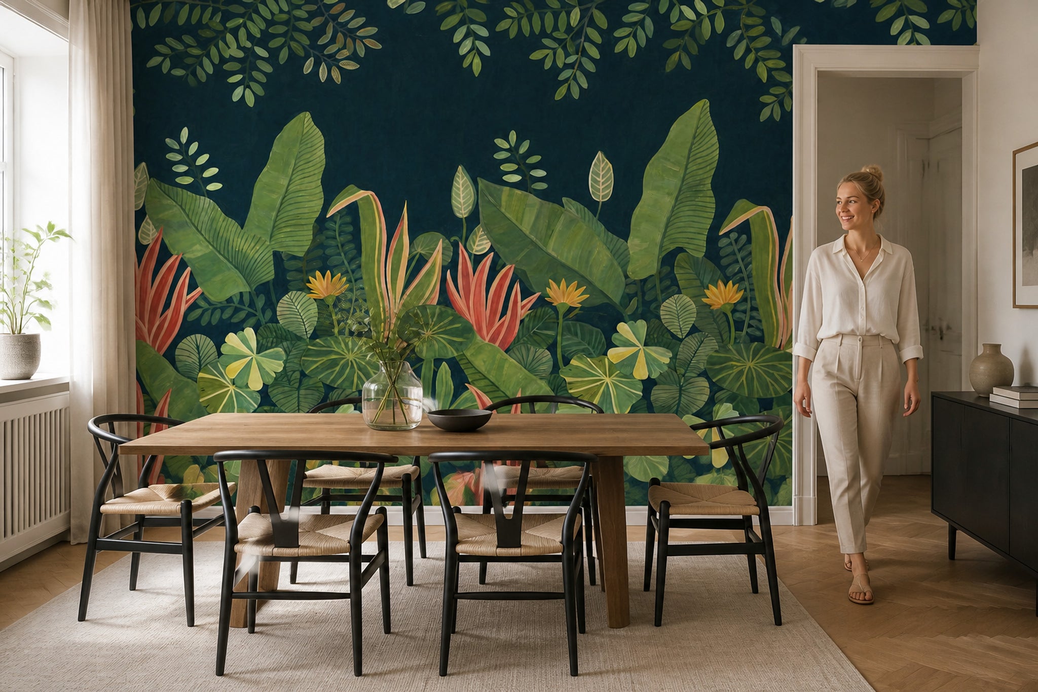 Tropical Wallpaper Botanical Jungle Foliage Removable Wall Decor