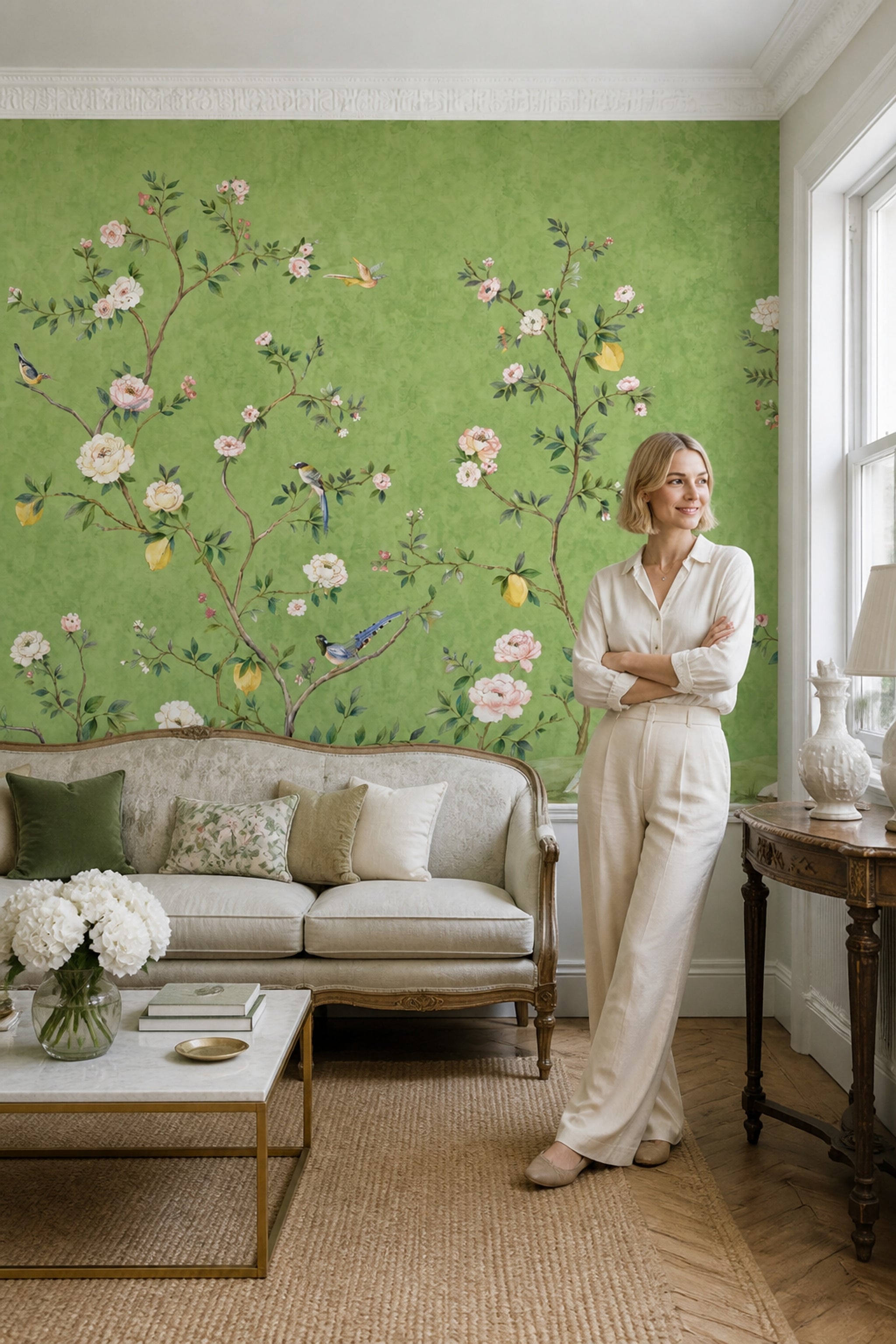 Chinoiserie Wallpaper Floral Botanical Removable Wall Decor