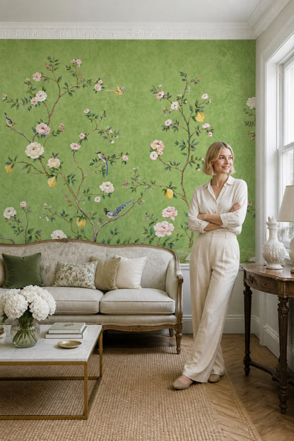 Chinoiserie Wallpaper Floral Botanical Removable Wall Decor