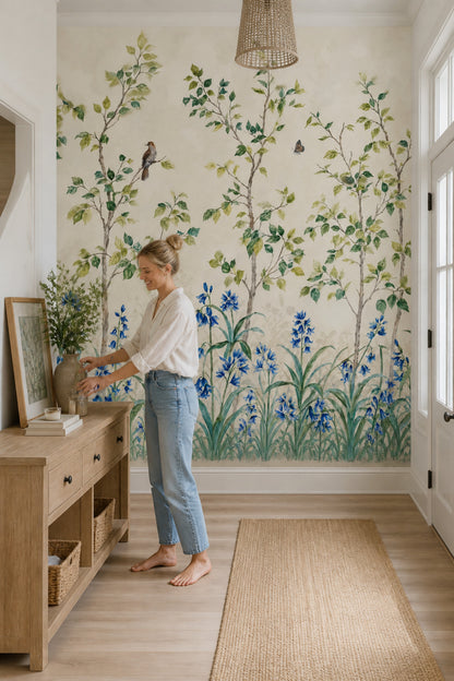 Botanical Wallpaper Watercolor Garden Wall Mural