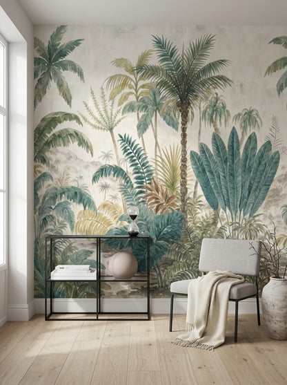 Tropical Wallpaper Botanical Removable Palm Trees Wall Decor