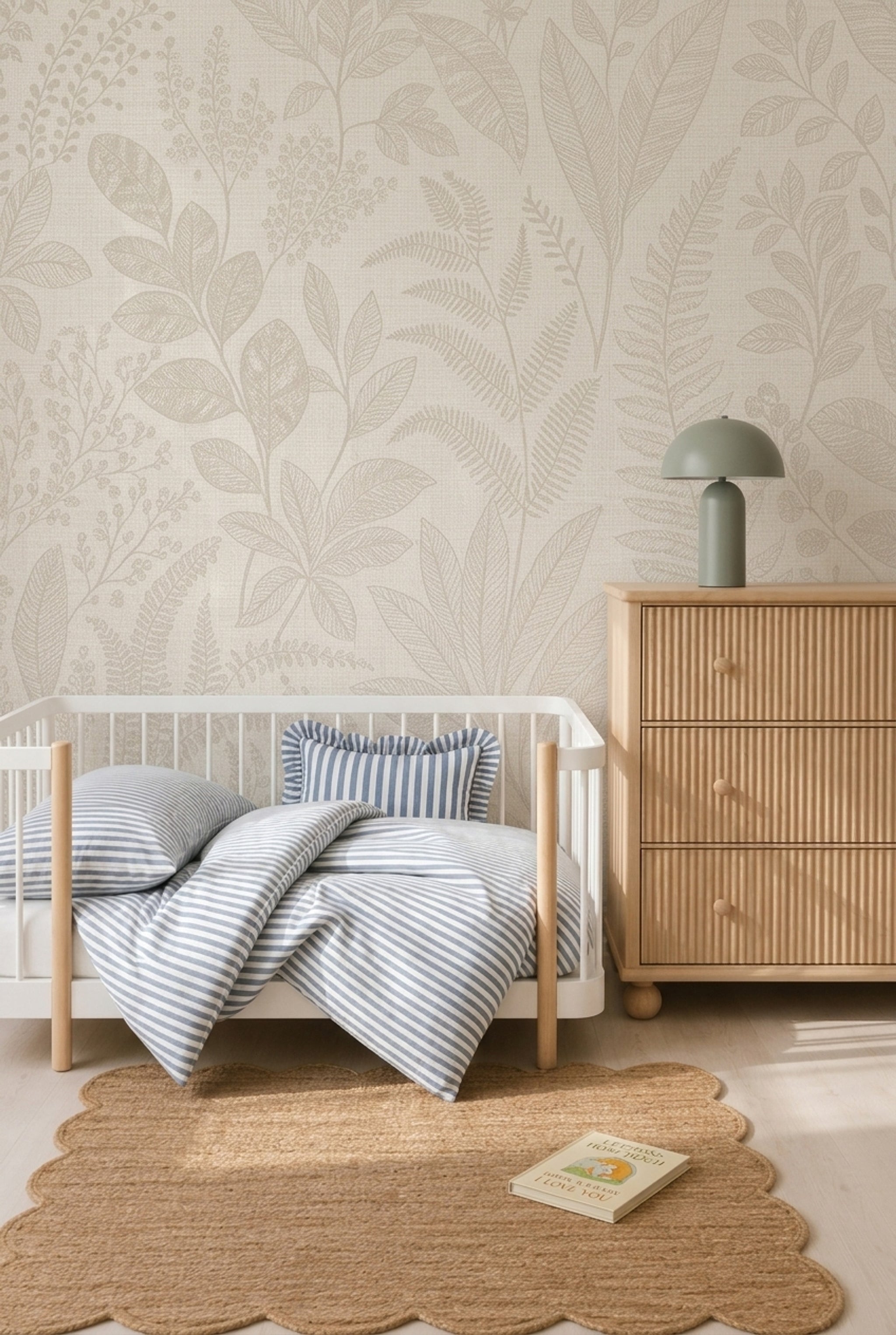 Scenic Landscape Wallpaper Botanical Sketch Linen Wall Mural