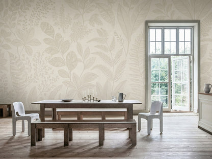 Scenic Landscape Wallpaper Botanical Sketch Linen Wall Mural
