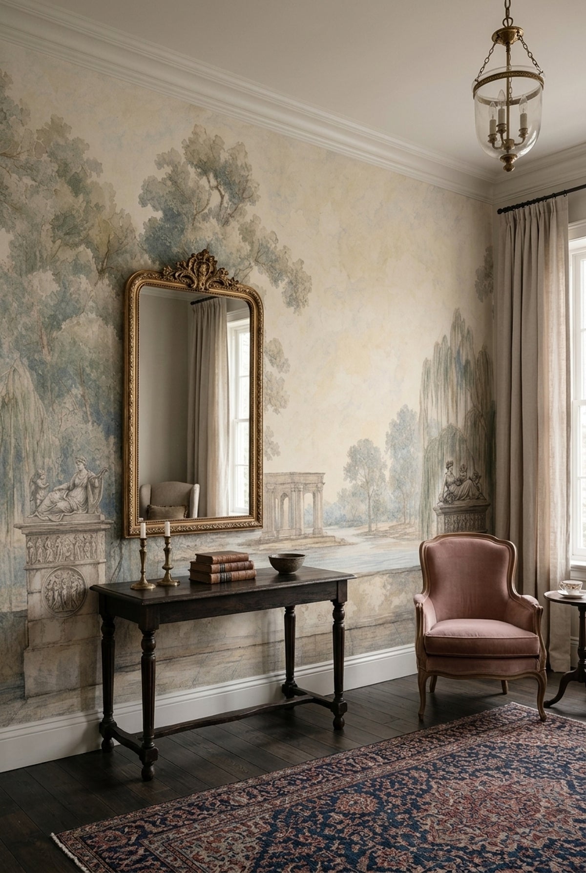 Stone Wall Wallpaper Classical Ruins Removable Pastoral Garden Wall Decor