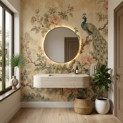 Chinoiserie Wallpaper Peacocks Peonies Wall Mural