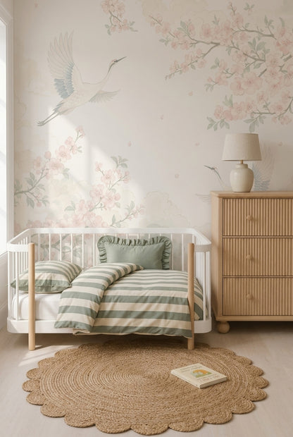 Pink Cherry Wallpaper Blossom Branch Wall Mural