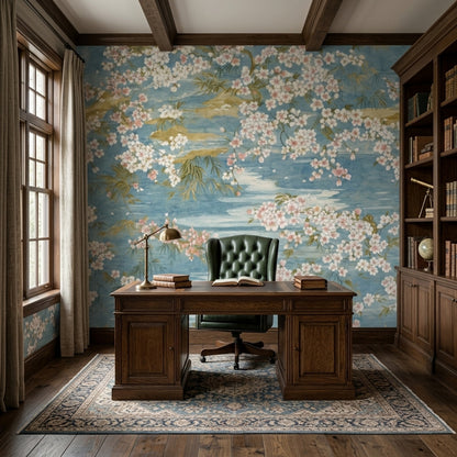 Cherry Blossoms Wallpaper Floral Landscape Watercolor Wall Mural