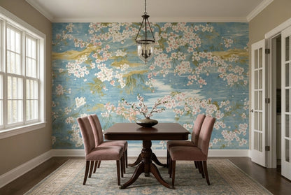 Cherry Blossoms Wallpaper Floral Landscape Watercolor Wall Mural