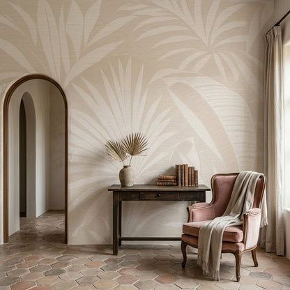 Tropical Leaves Wallpaper Palm Fronds Botanical Removable Wall Decor