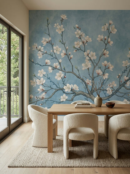 Background White Wallpaper Floral Removable Botanical Wall Decor