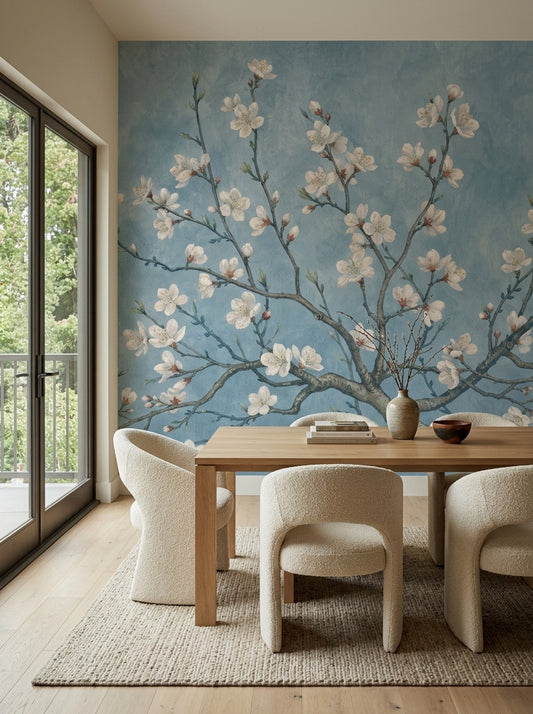 Background White Wallpaper Floral Removable Botanical Wall Decor