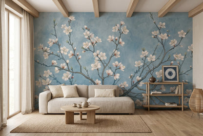 Background White Wallpaper Floral Removable Botanical Wall Decor