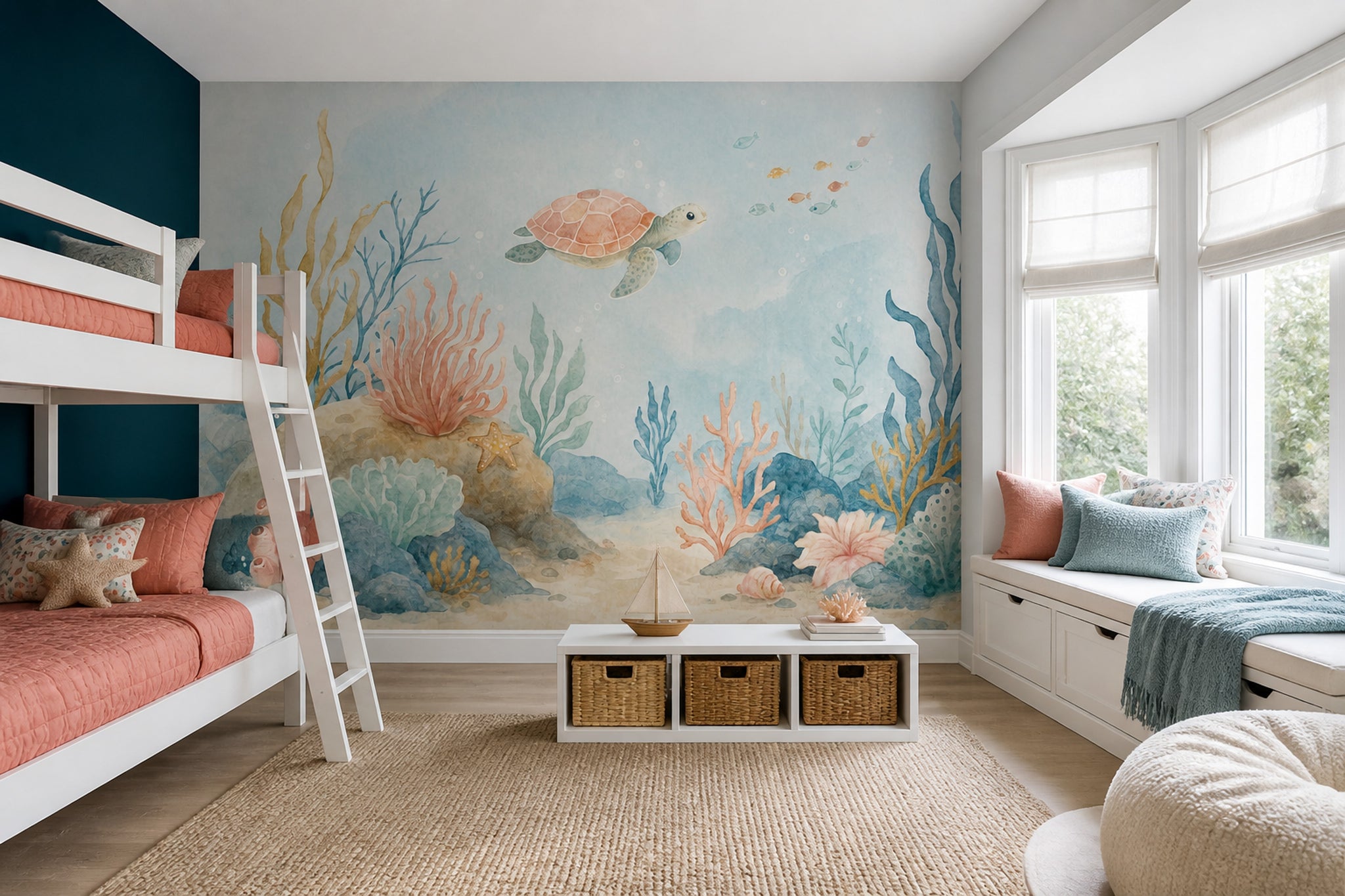 Sea Turtle Wallpaper Underwater Coral Reef Removable Wall Decor