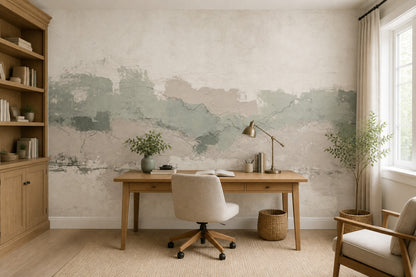 Textured Plaster Wallpaper Sage Green Distressed Removable Wall Decor