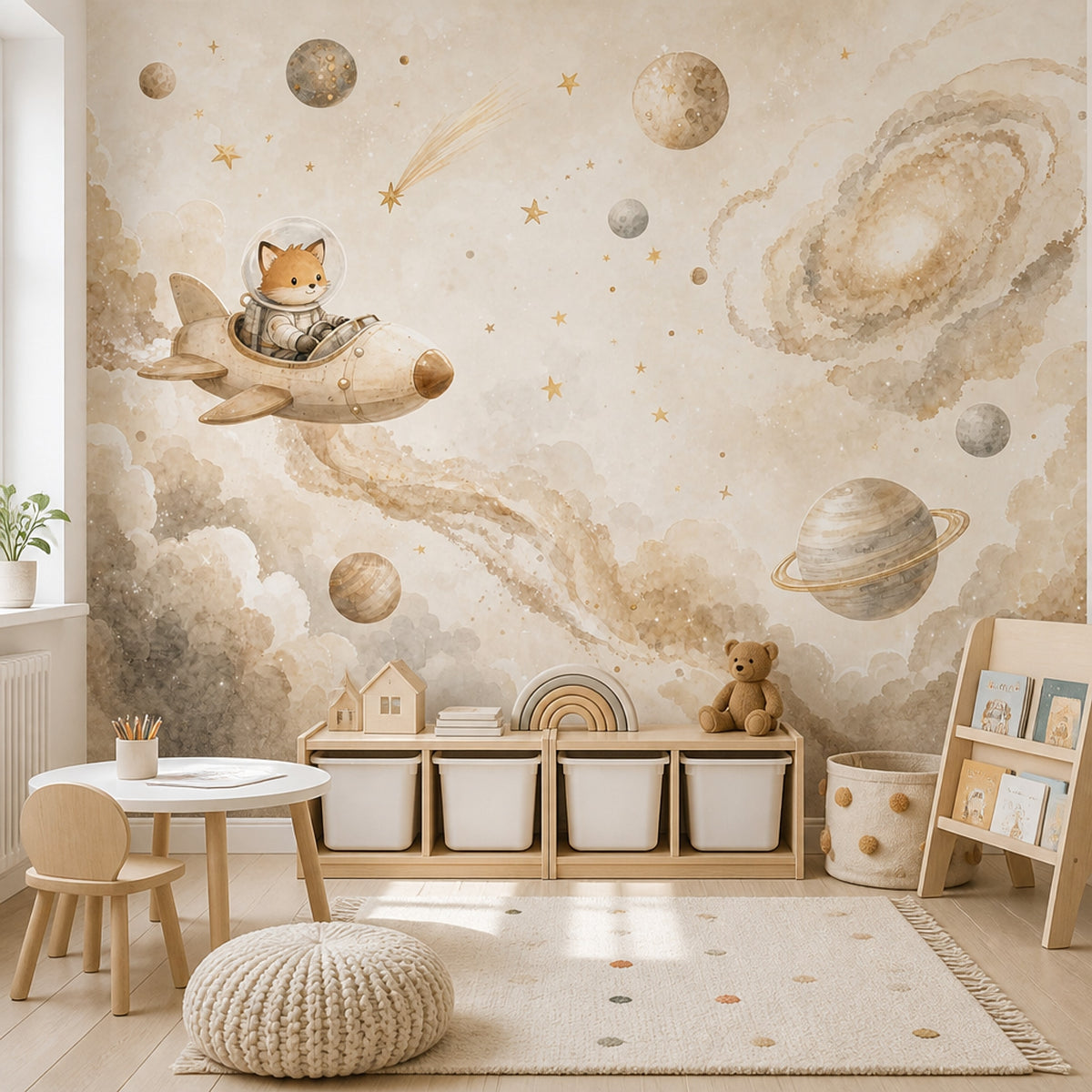 Fox Astronaut Wallpaper Rocket Space Wall Mural
