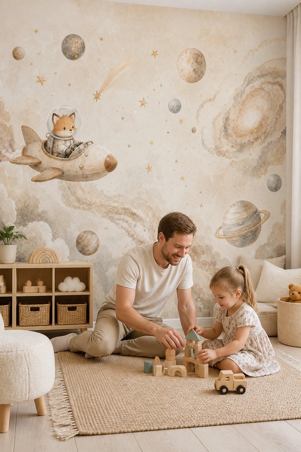 Fox Astronaut Wallpaper Rocket Space Wall Mural