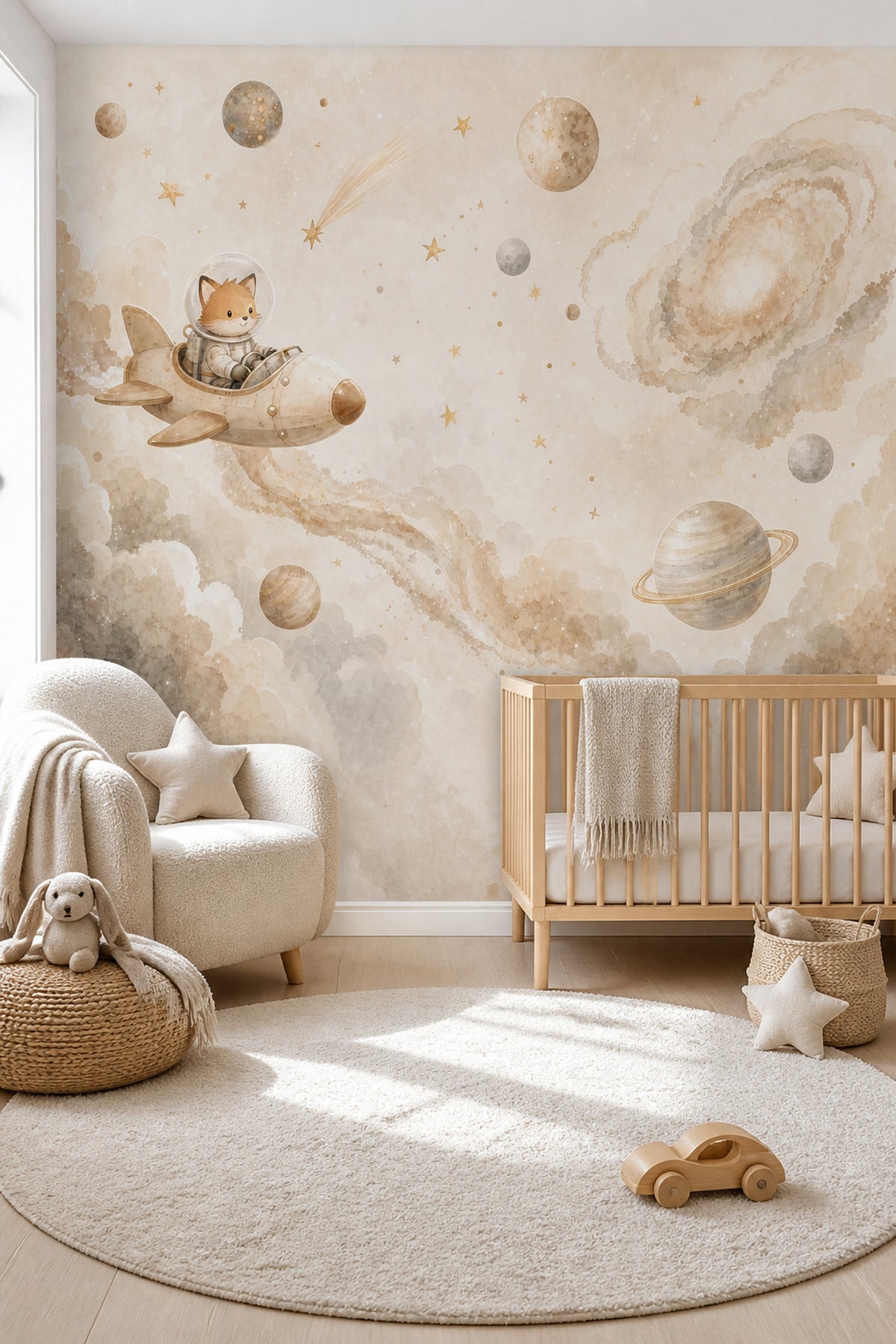 Fox Astronaut Wallpaper Rocket Space Wall Mural