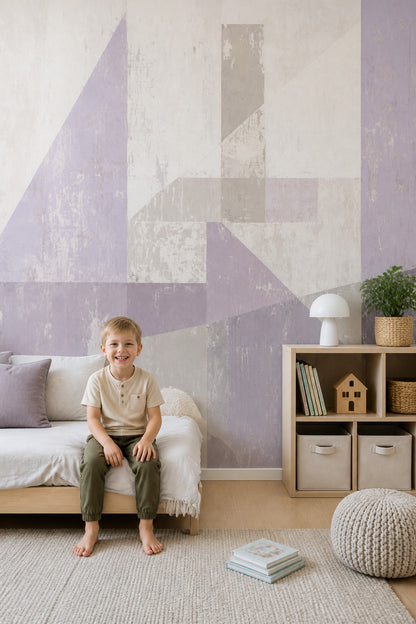 Abstract Wallpaper Geometric Removable Lavender Wall Decor