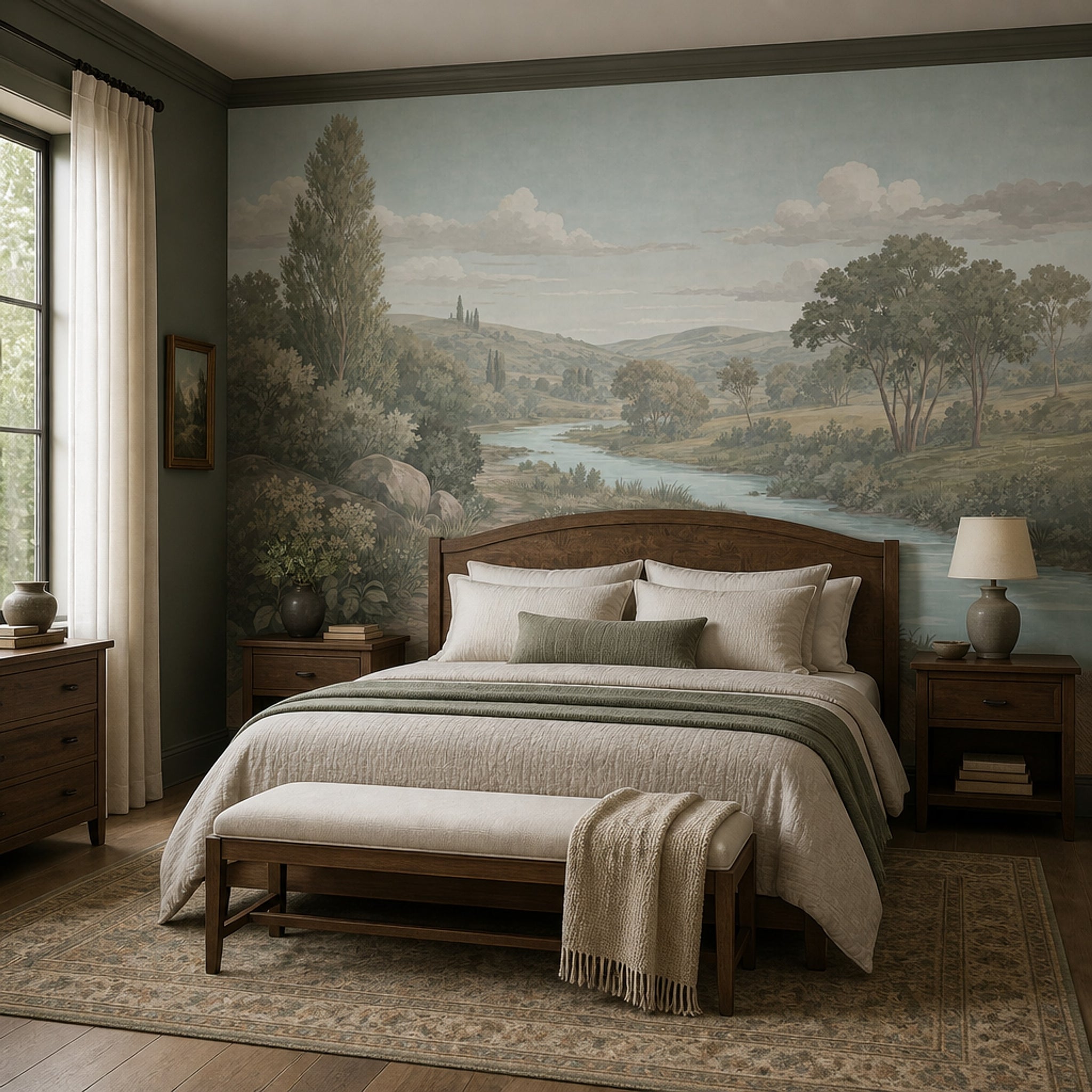 Landscape Wallpaper River Countryside Removable Wall Decor