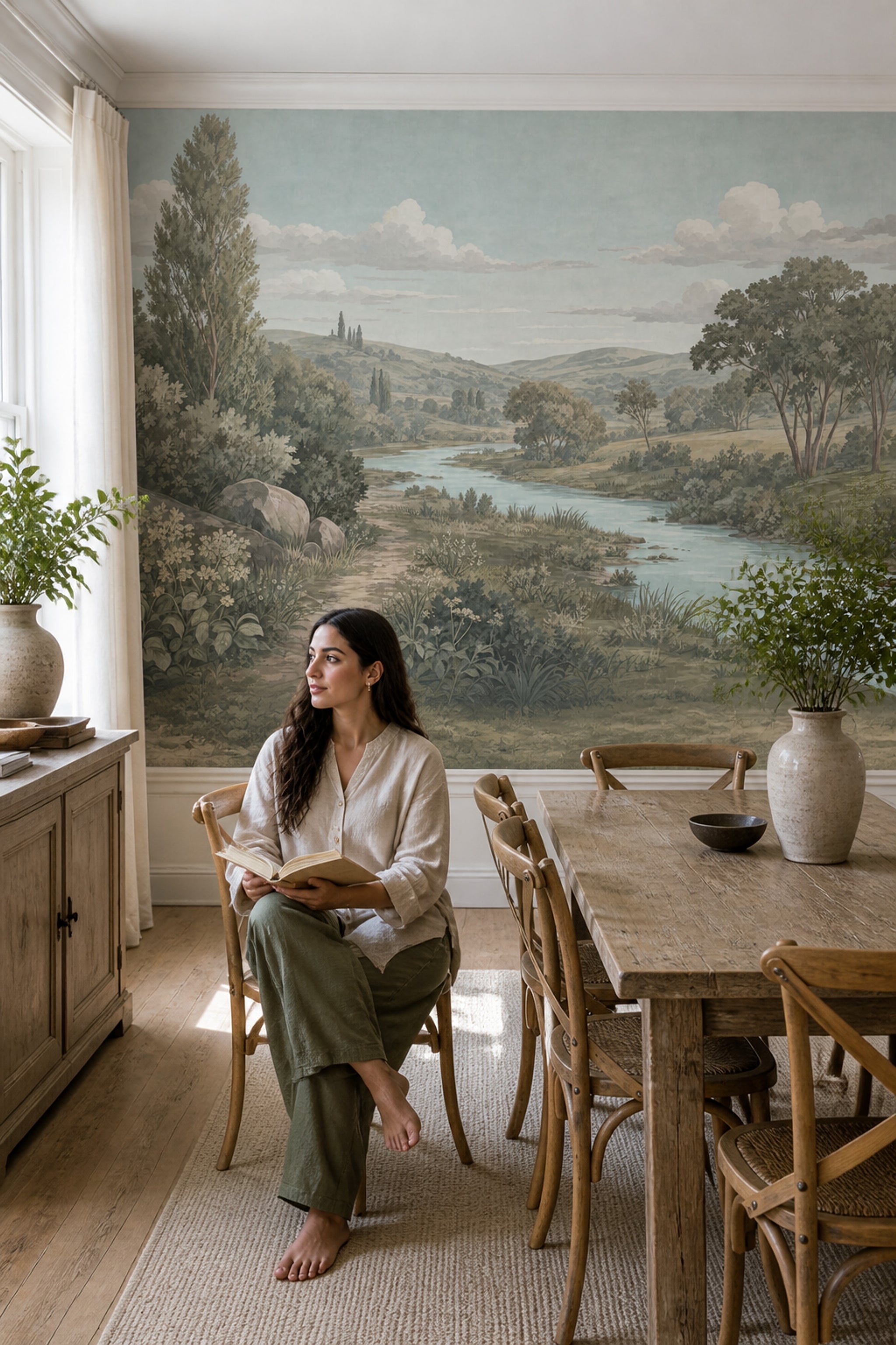 Landscape Wallpaper River Countryside Removable Wall Decor