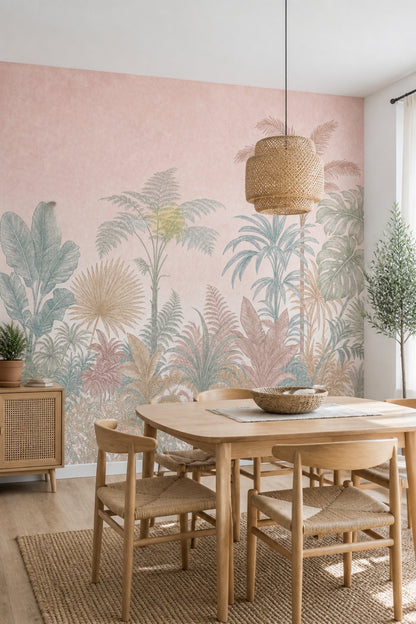 Tropical Foliage Wallpaper Botanical Removable Palm Leaves Wall Decor