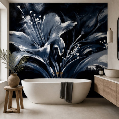 Dark Floral Wallpaper Background White Removable Wall Decor
