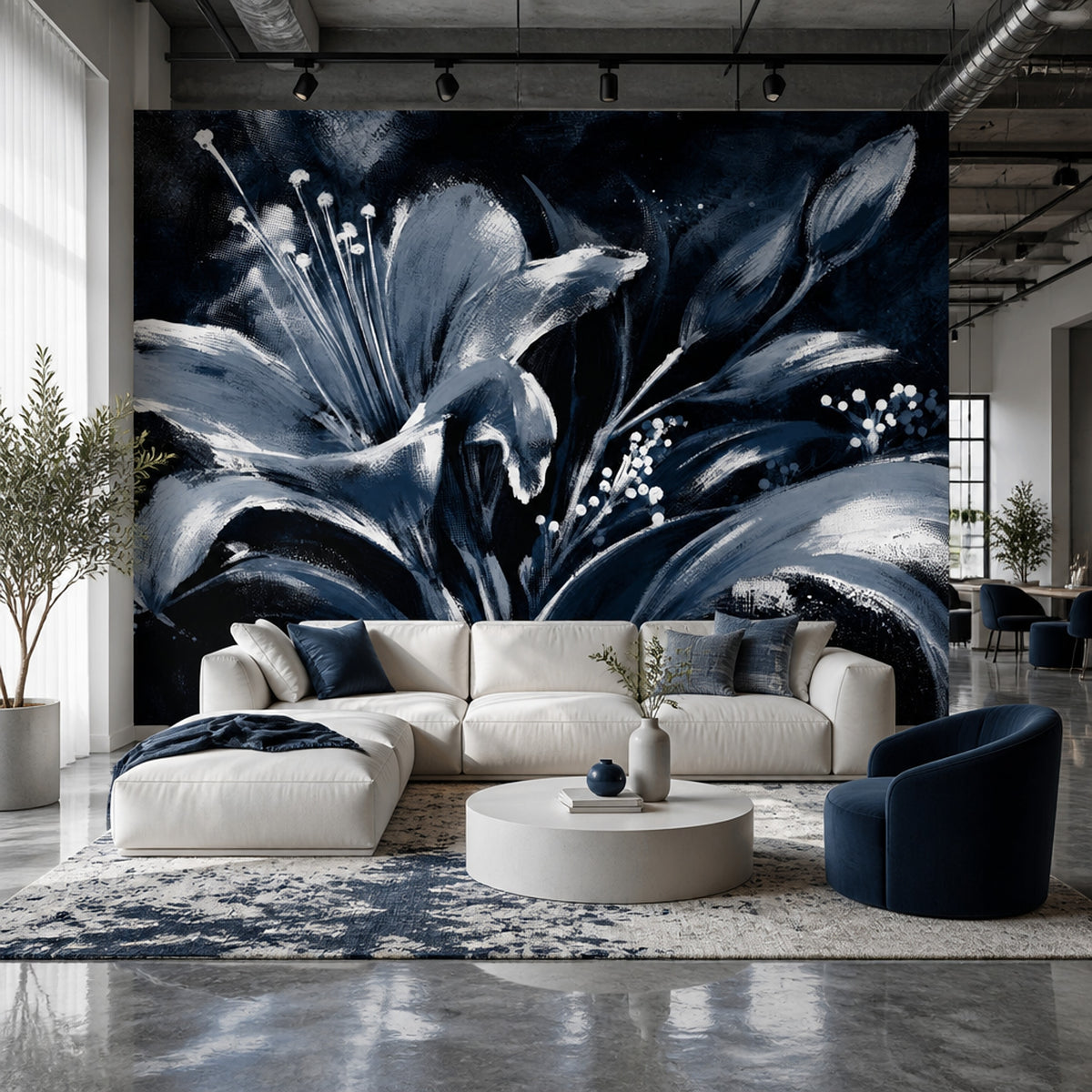 Dark Floral Wallpaper Background White Removable Wall Decor