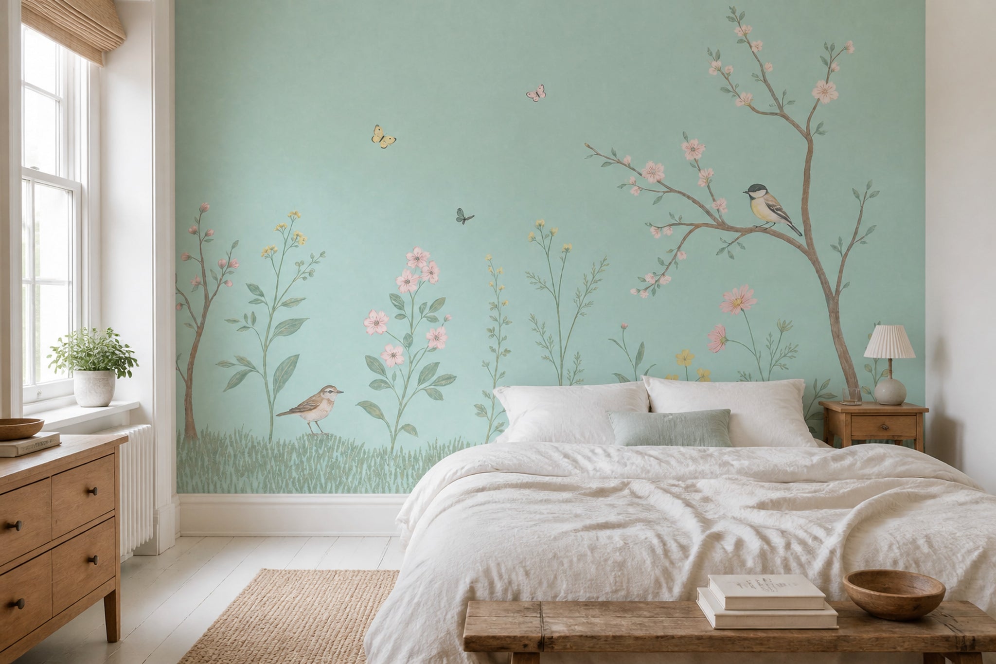 Chinoiserie Inspired Wallpaper Botanical Garden Wall Mural