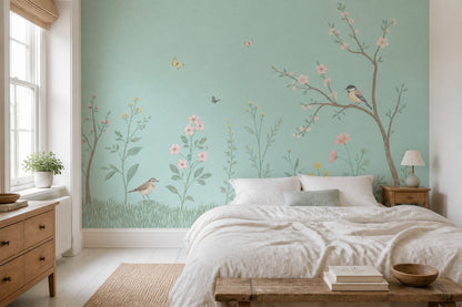 Chinoiserie Inspired Wallpaper Botanical Garden Wall Mural