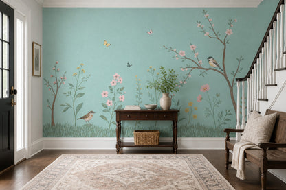 Chinoiserie Inspired Wallpaper Botanical Garden Wall Mural