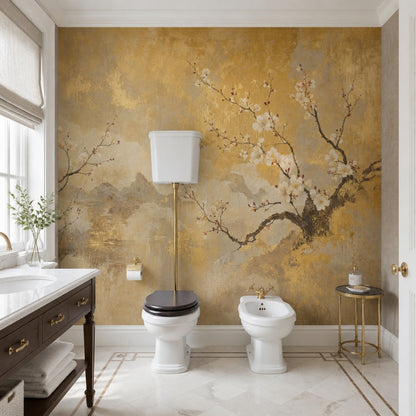Cherry Blossoms Wallpaper Asian Inspired Serene Landscape Removable Wall Decor