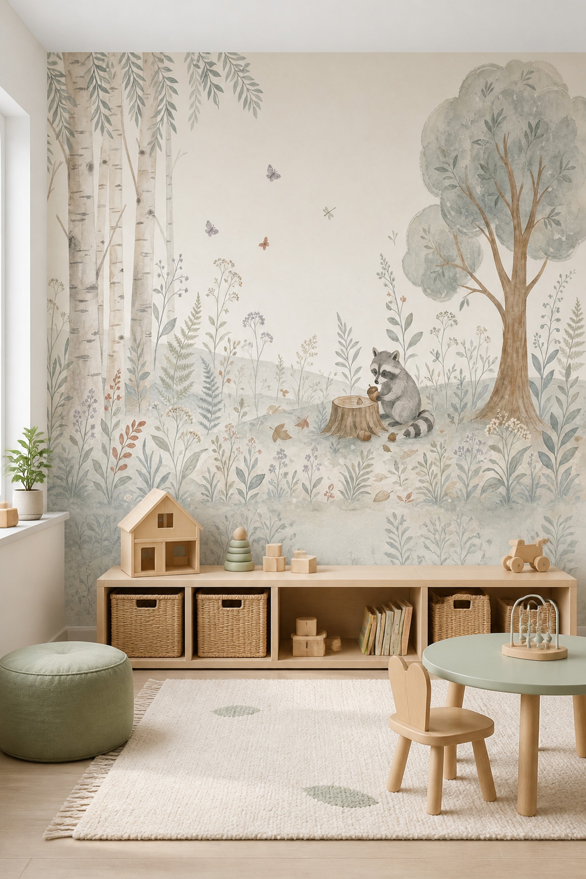 Birch Trees Wallpaper Woodland Watercolor Removable Wall Decor