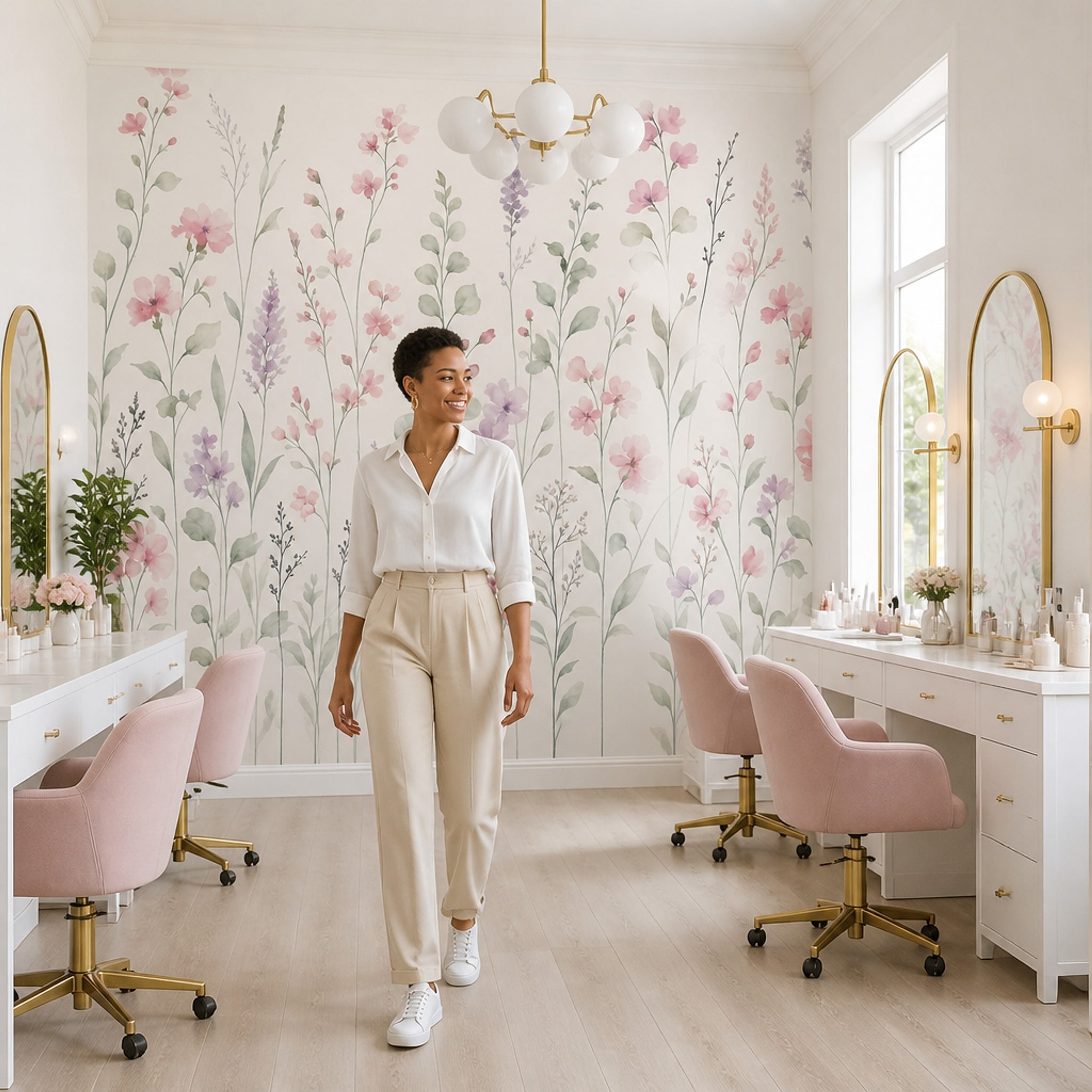 Wildflowers Wallpaper Watercolor Pastel Removable Wall Decor