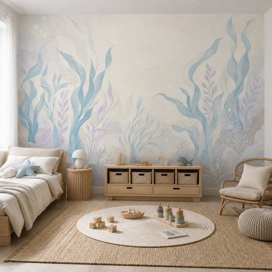 Underwater Wallpaper Seaweed Watercolor Removable Wall Decor