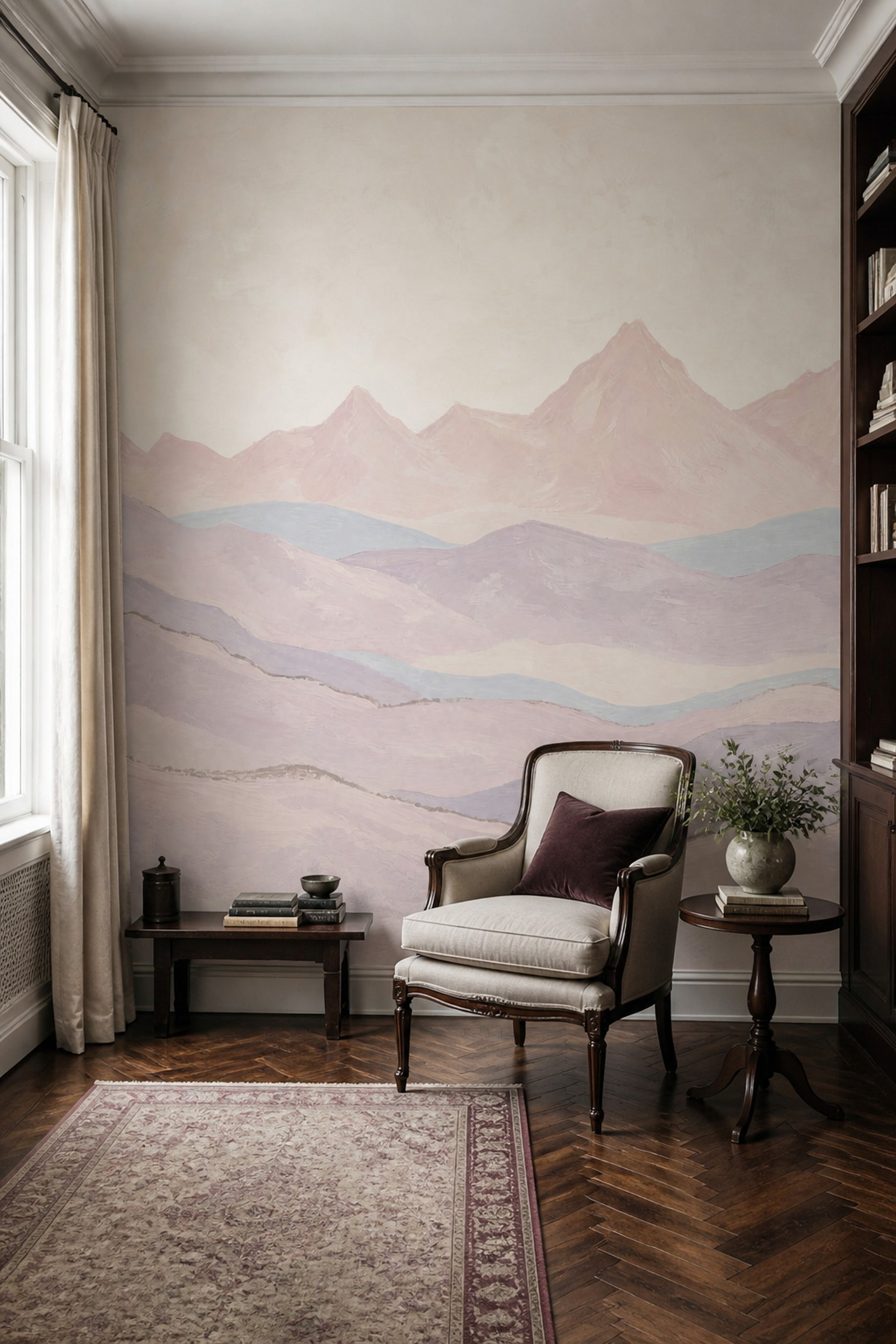 Pastel Mountains Wallpaper Landscape Removable Soft Hills Wall Decor
