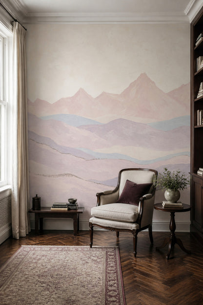 Pastel Mountains Wallpaper Landscape Removable Soft Hills Wall Decor