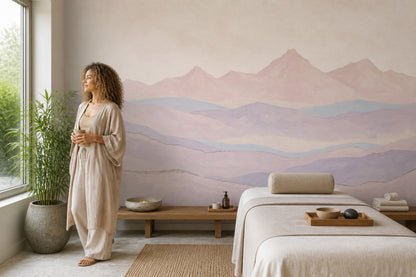 Pastel Mountains Wallpaper Landscape Removable Soft Hills Wall Decor