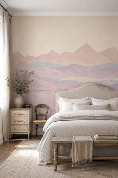 Pastel Mountains Wallpaper Landscape Removable Soft Hills Wall Decor
