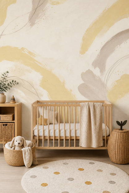 Abstract Wallpaper Painterly Brushstrokes Removable Wall Decor