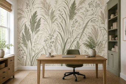 Botanical Wallpaper Wild Grasses Meadow Wall Mural