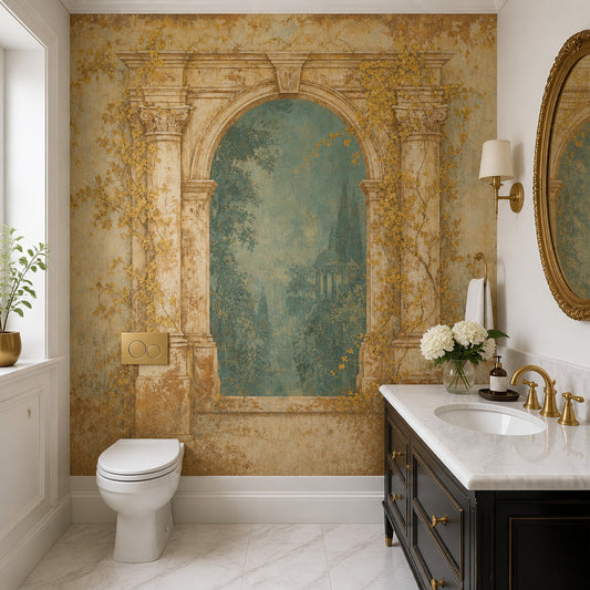 Vintage Archway Wallpaper Classical Columns Removable Mediterranean Garden Wall Decor