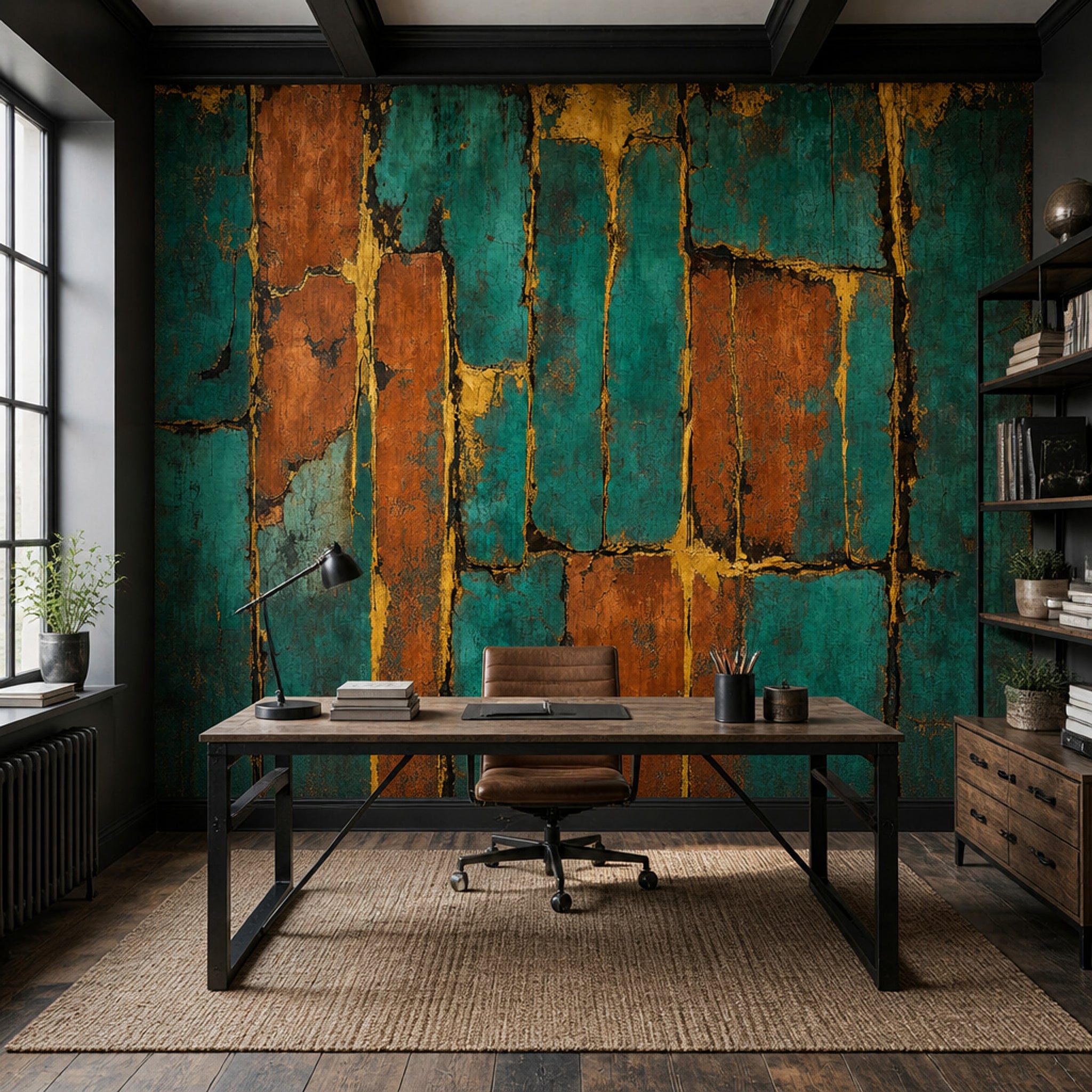 Abstract Wallpaper Geometric Dark Removable Wall Decor