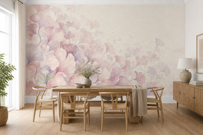 Ginkgo Leaves Wallpaper Watercolor Removable Pastel Wall Decor