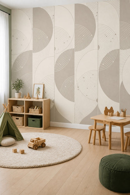 Abstract Geometric Wallpaper Concentric Circles Curved Lines Removable Wall Decor