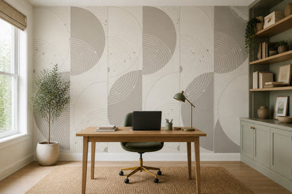 Abstract Geometric Wallpaper Concentric Circles Curved Lines Removable Wall Decor