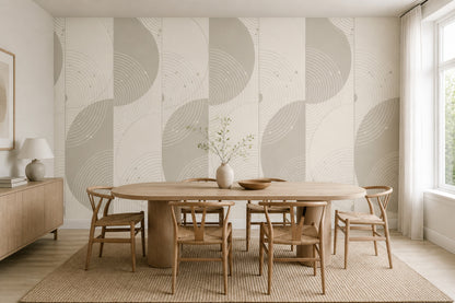 Abstract Geometric Wallpaper Concentric Circles Curved Lines Removable Wall Decor