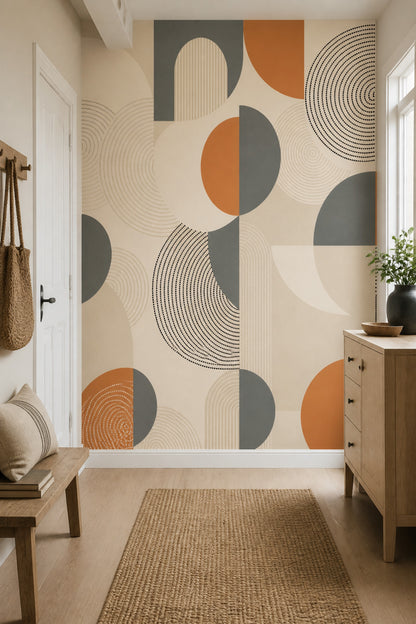 Mid Century Modern Wallpaper Retro Geometric Wall Mural