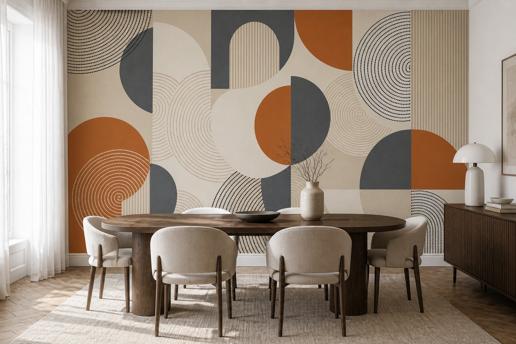 Mid Century Modern Wallpaper Retro Geometric Wall Mural