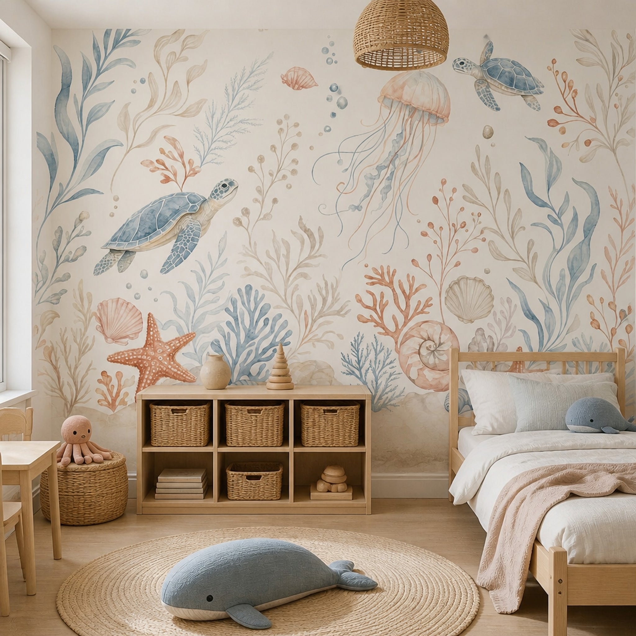Sea Turtles Wallpaper Underwater Removable Coastal Wall Decor