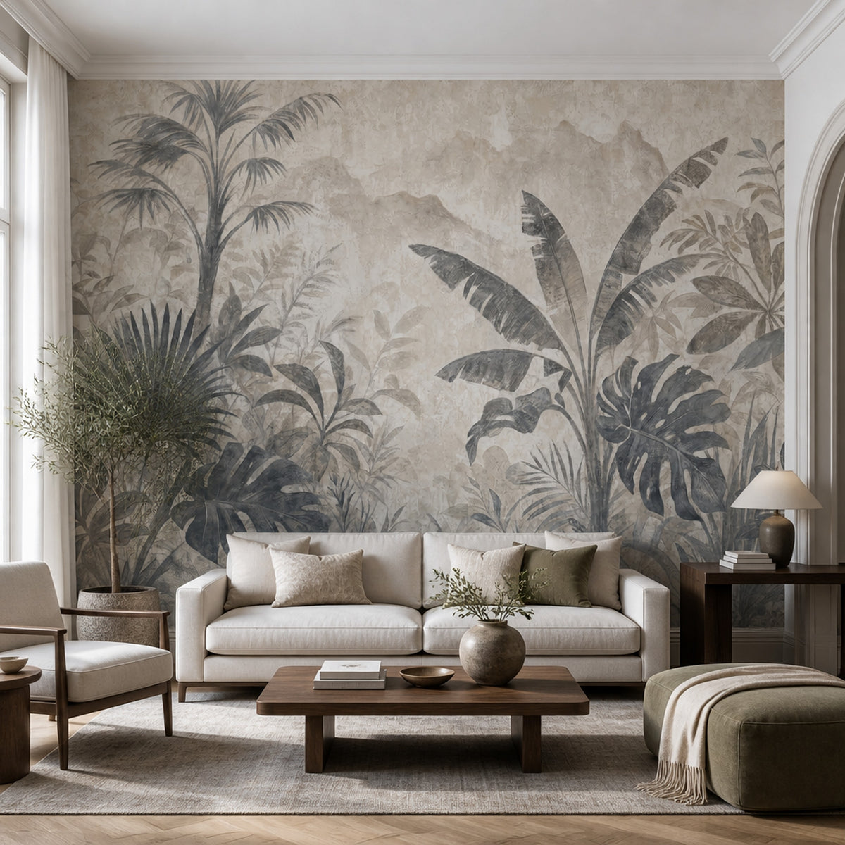 Botanical Mural Wallpaper Tropical Foliage Jungle Garden Wall Mural